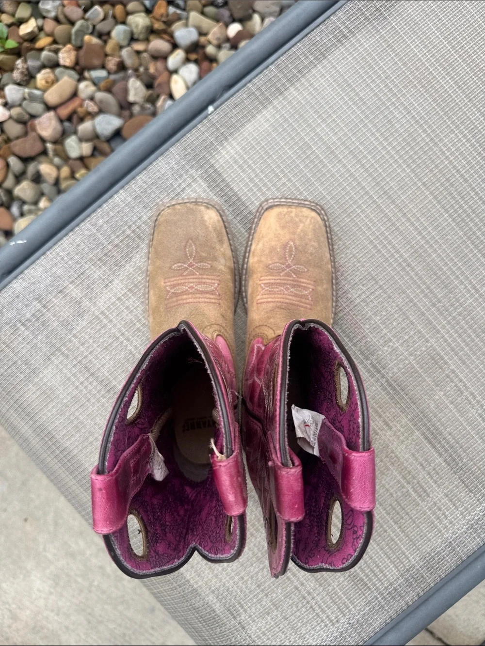 Shyanne Girls Brown Foot Pink Shaft Pull-On Western Boots